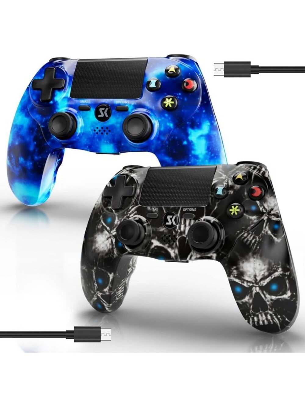 2 Pack Wireless PS4 Controllers - Double Shock, 6-Axis Motion, Touch Pad